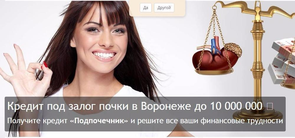 Воронежский «банк» предлагает взять кредит под залог почки Воронежский «банк» предлагает взять кредит под залог почки