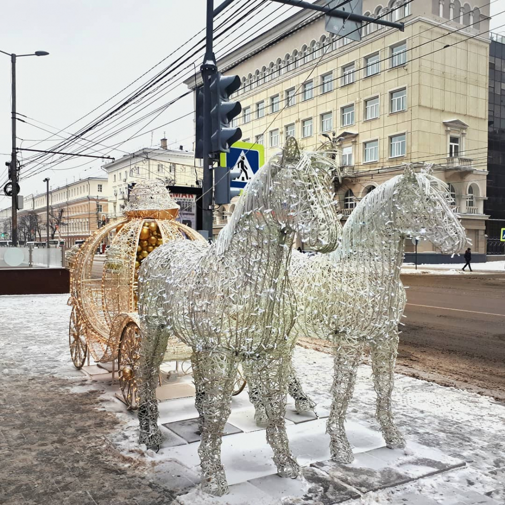 Лошадей для новогодних селфи установили в центре Воронежа Лошадей для новогодних селфи установили в центре Воронежа