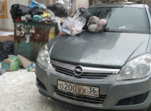 Недовольные воронежцы завалили машину мусором в центре города Недовольные воронежцы завалили машину мусором в центре города