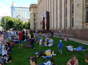 Воронежцы употребили по назначению газон у областного правительства Воронежцы употребили по назначению газон у областного правительства
