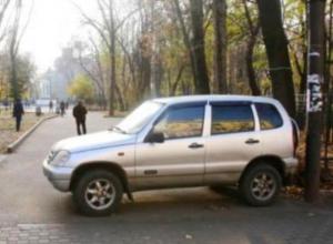Противник платных парковок автомобилем перекрыл вход в парк Воронежа Противник платных парковок автомобилем перекрыл вход в парк Воронежа