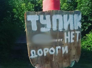 Похабный тупиковый знак нашли на улице в Воронеже Похабный тупиковый знак нашли на улице в Воронеже