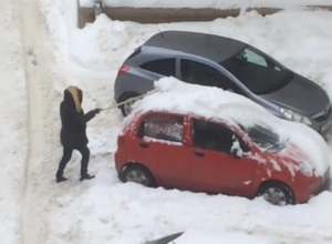 В Воронеже суровая очистка машины от снега девушкой попала на видео В Воронеже суровая очистка машины от снега девушкой попала на видео