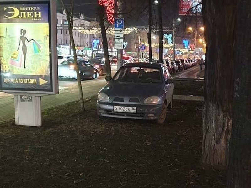 Иномарка притаилась на газоне во время транспортного коллапса в Воронеже Иномарка притаилась на газоне во время транспортного коллапса в Воронеже