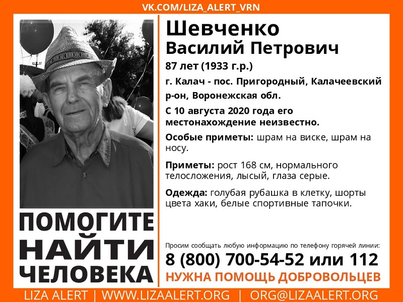 Лысого пенсионера в спортивных тапочках разыскивают в Воронежской области Лысого пенсионера в спортивных тапочках разыскивают в Воронежской области
