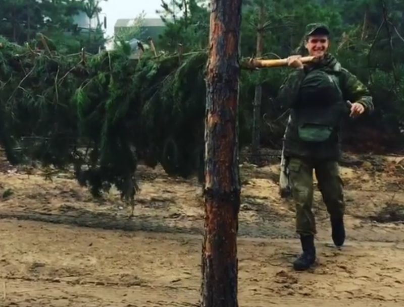 На видео попало, как воронежские солдаты сооружают заставу из сосны На видео попало, как воронежские солдаты сооружают заставу из сосны