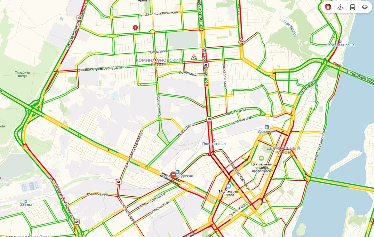 Стоп карта транспорт. Яндекс карты Воронеж. Виадук Воронеж на карте. Яндекс карты 9 января Воронеж. Направления движения по виадуку на ул. 9 января в Воронеже на карте.