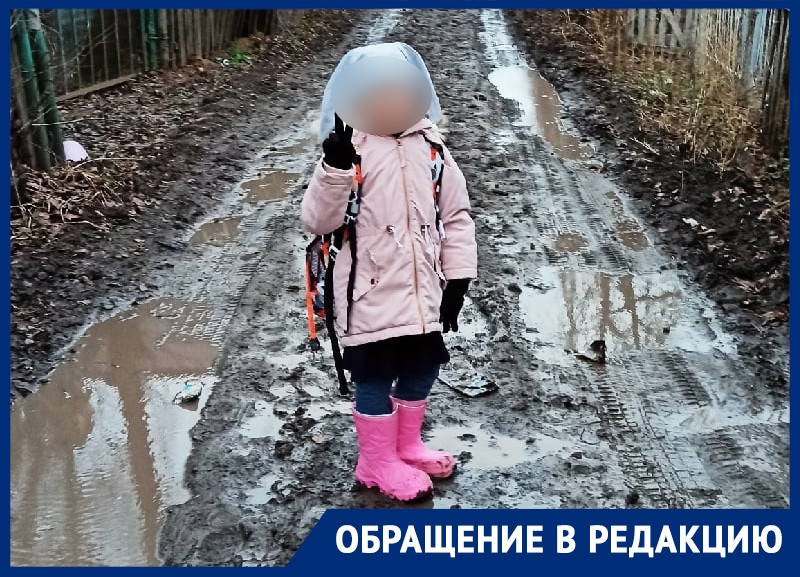 Родители носят детей на руках в школу из-за непроходимой дороги в Воронеже