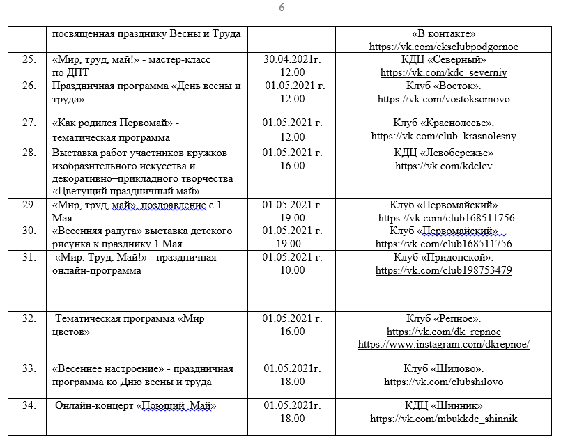 План мероприятий к 9 мая воронеж