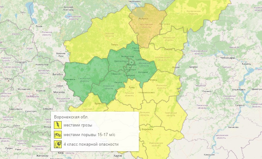 Карта осадков в воронежской обл